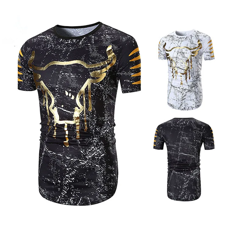 China Import 60% Cotton 40% Polyester Gold Foil T Shirts Custom Printing