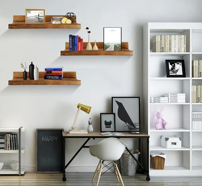 Wholesale custom high quality brown vintage wall shelf wall mounted shelf wooden wall shelf