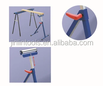 
Adjustable height foldable 60kgs steel single roller stand sawhorse trestle 