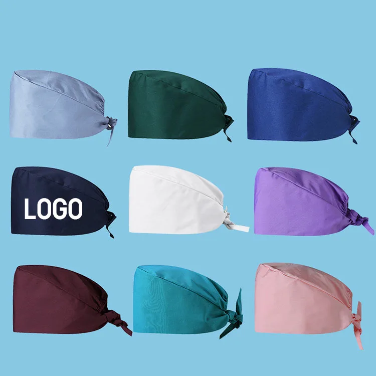 Hot-Sale custom dentist clinic beautician scrubs nurse Doctor Working adjustable nursing cap hat with Button for women and men