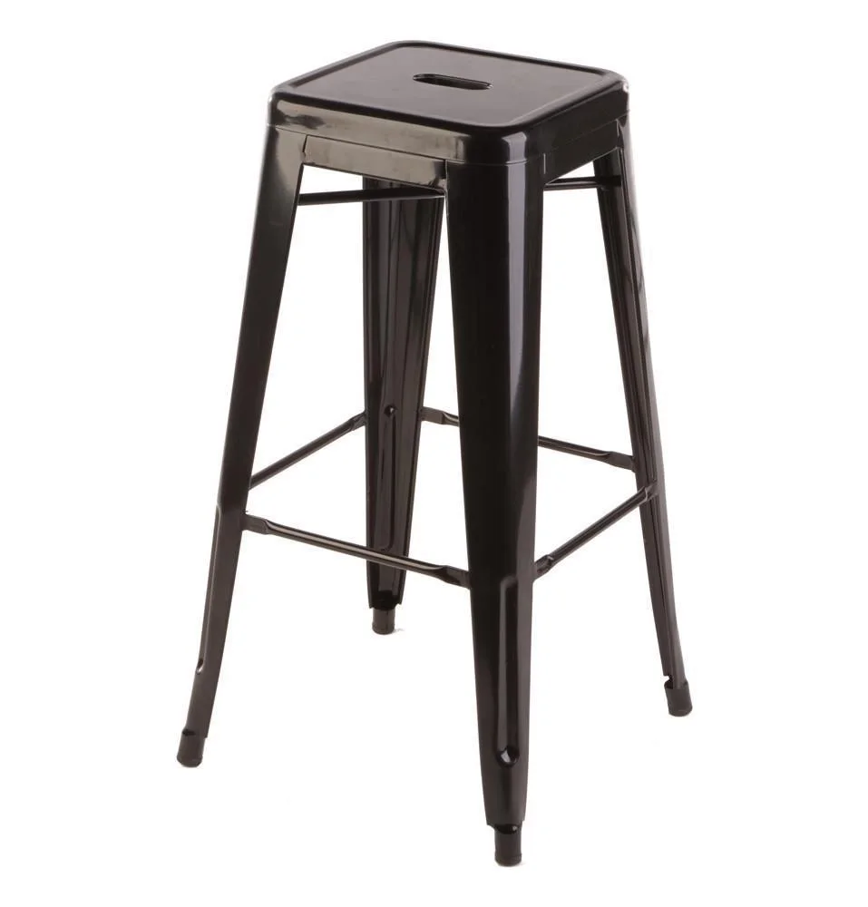 Цветной металлический барный стул с открытой спиной высотой 75