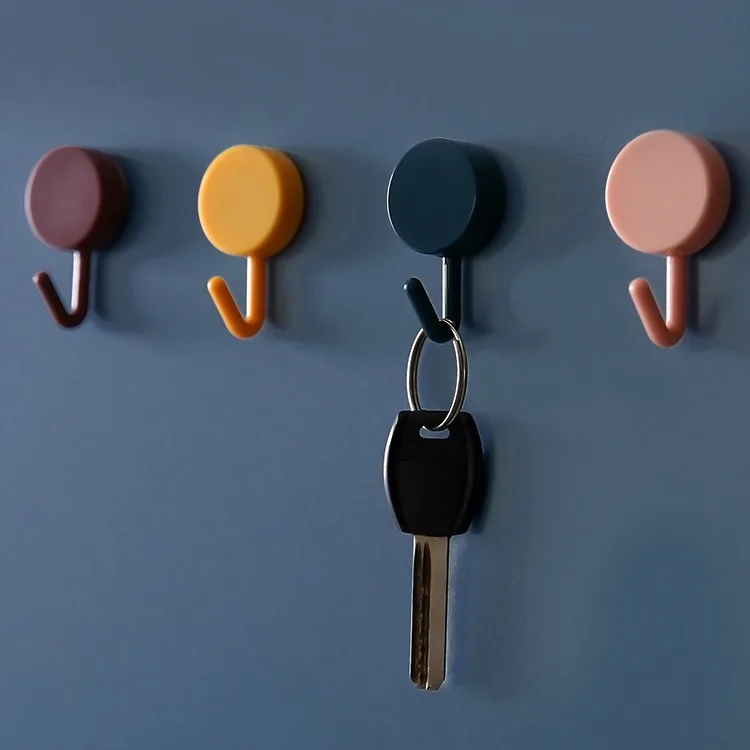 Candy colored multifunctional wall hanging small hook without punching holes, door back hook