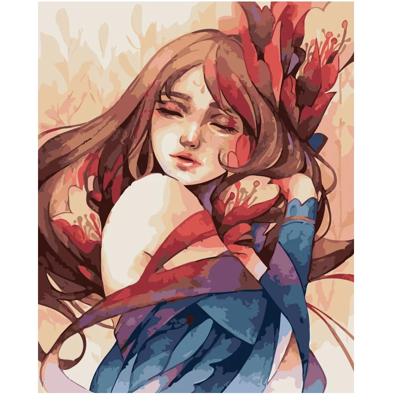 Beautiful Cartoon Girl Picture as  Bedroom Living Room Home Decoration Paint By Numbers