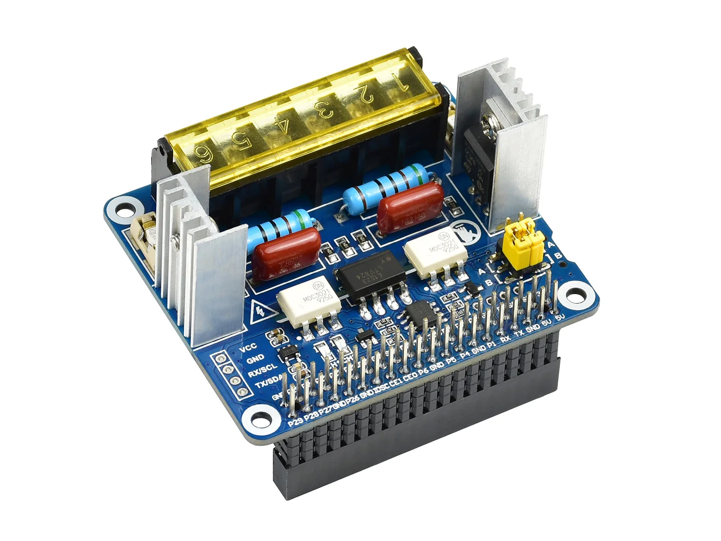 Waveshare 2-CH Dual Channels Bidirectional Triac HAT for Raspberry Pi, Integrated MCU Commands Control UART I2C