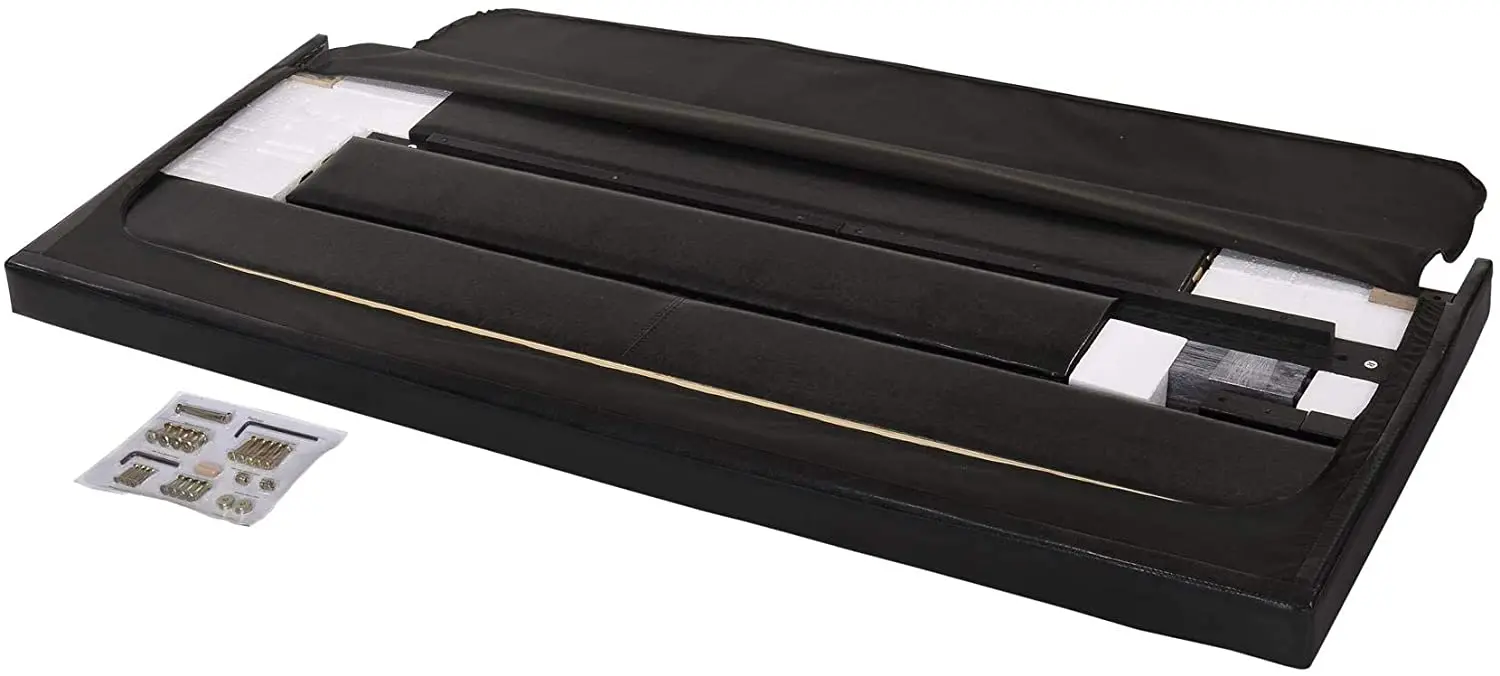 Modern Home Furniture Bedroom PU Leather Bed Frame Full Size Upholstered Panel Bed in Gray King