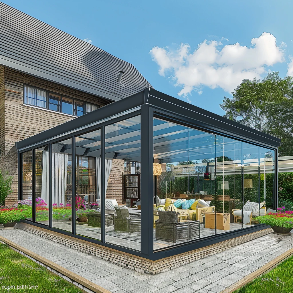 Customized Thermal-break Soundproof Residential Sun Room Outdoor Aluminum And Glass Sunroom For Solarium With sliding door