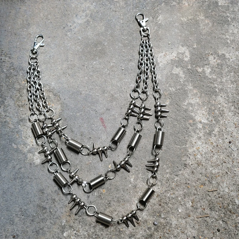 RW Fashion Punk Gothic Pocket Skull Chain Layered Skirt Jeans Pant Wallet Biker Trouser Metal Belt Link Chain for Men Woman Gift