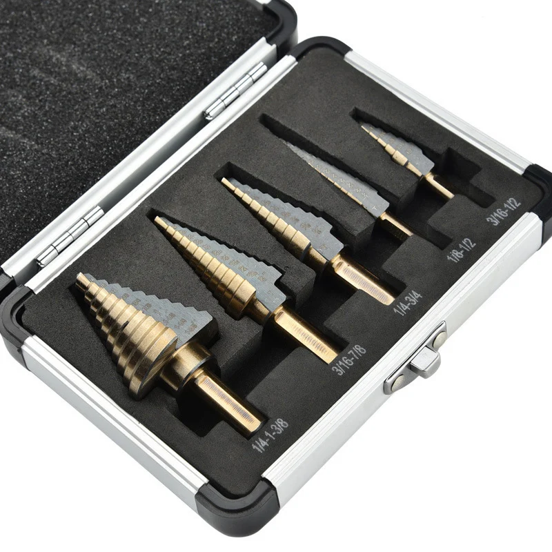 5pcs Step Drill Bit Set Hss Cobalt Multiple Hole 50 Sizes Cobalt Titanium Conical Carbide Drill Perforator Hole Cutter Tool