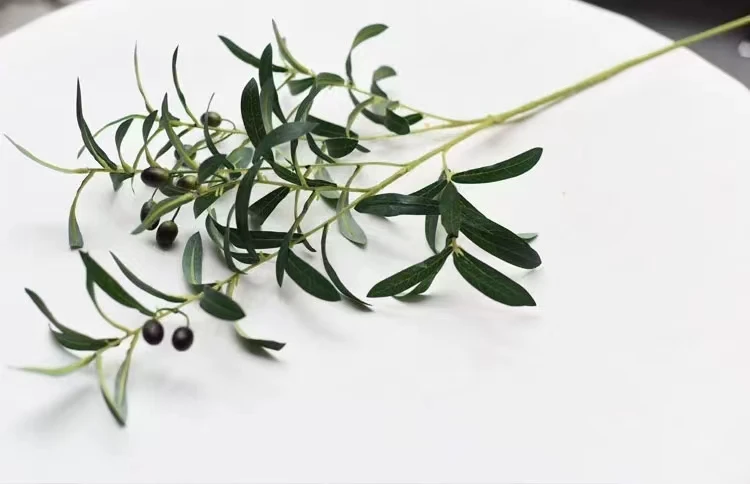 Hot Sale factory supply artificial 90cm single stem fabric olive leaf for decoration