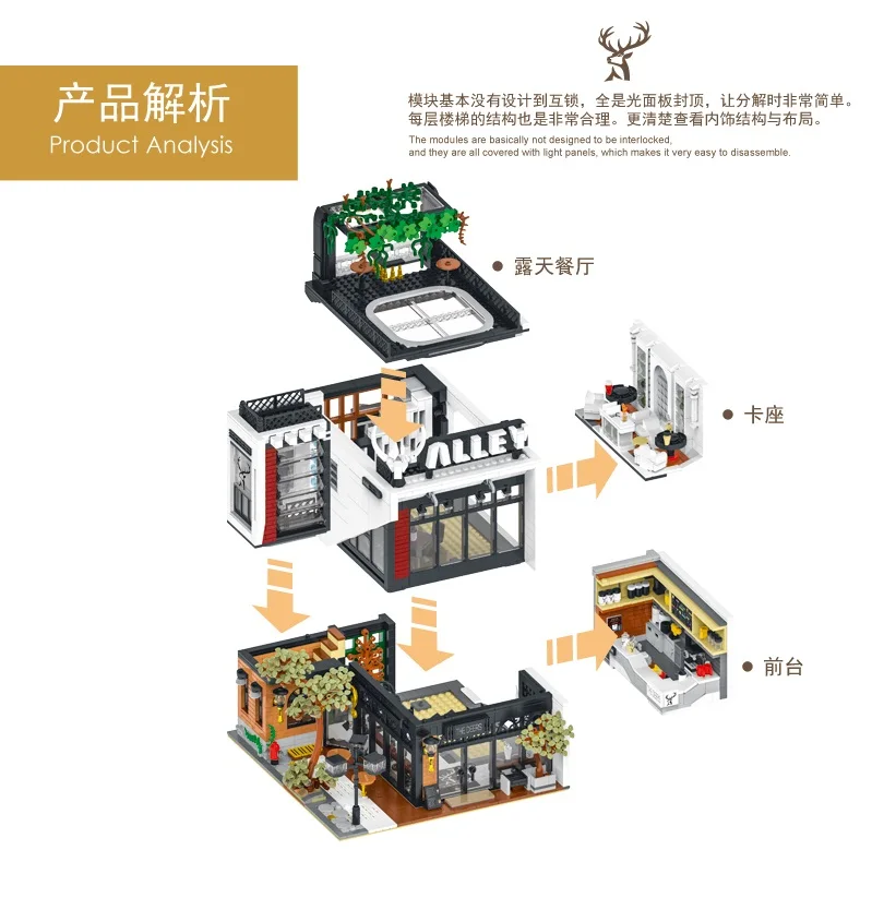 liangjun 10208 Lujiao Lane (including lighting group) 3423PCS Small particle building block toys Collect gifts