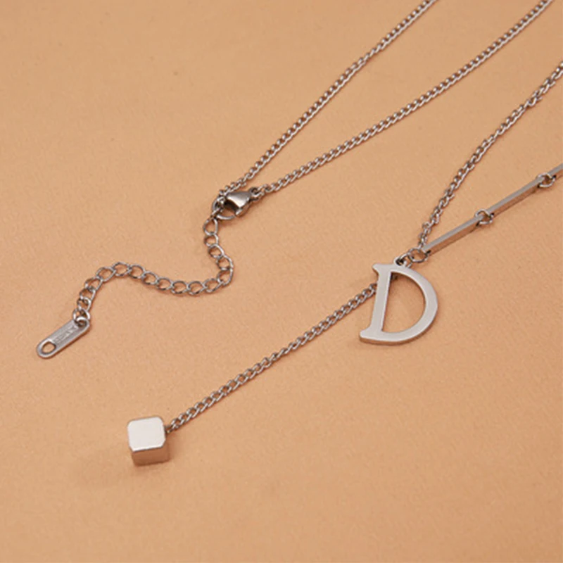 Titanium steel necklace jewelry female new design online celebrity simple letter D pendant sweater chain women luxury necklaces