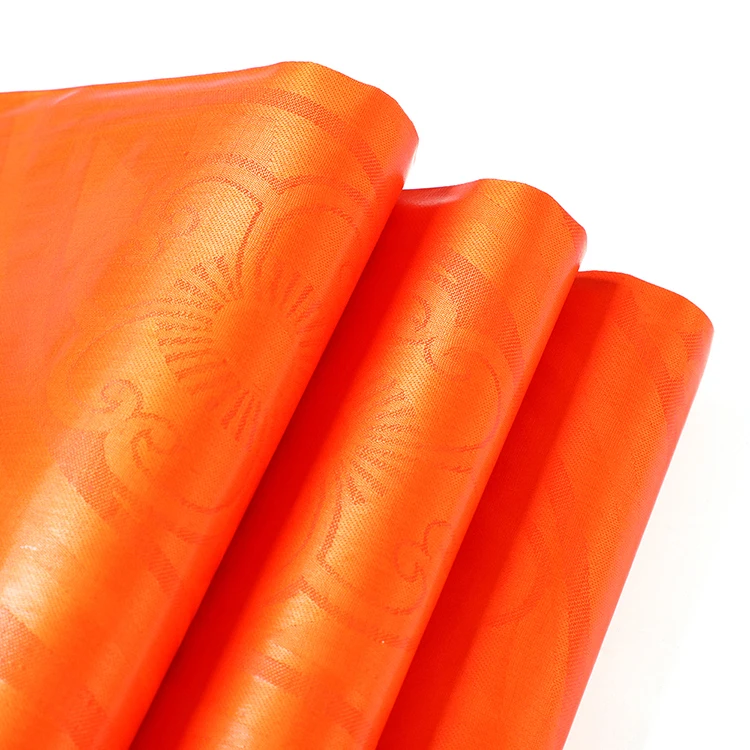 Africa orange bazin damask shadda brocade garment material plain dyed cotton fabric