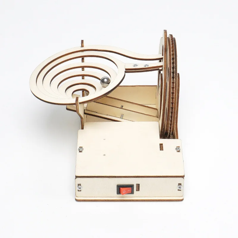 R-59 Ball Slide Battery Powered Rotate 3D Wooden Great Wall Puzzle Marble Run Ball DIY Model Self-Assembly Craft Kits