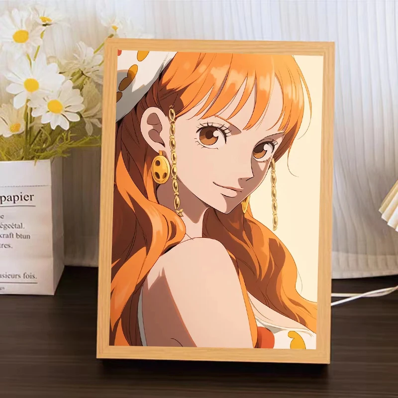 Best selling 22*17cm Anime Nami ins deco led light painting usb plug dimming wall Anime Poster Box Night Light Lamp Box