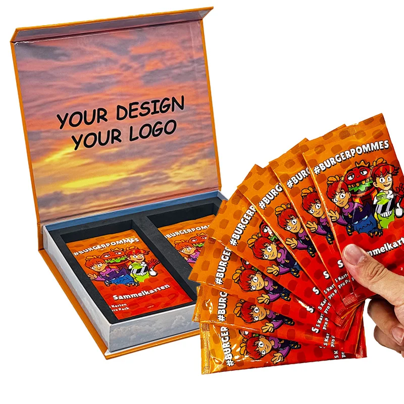 OEM Custom Your Brand Printed Logo Cartoon Trading Card Holographic Collectible Game Cards With Foil Pack