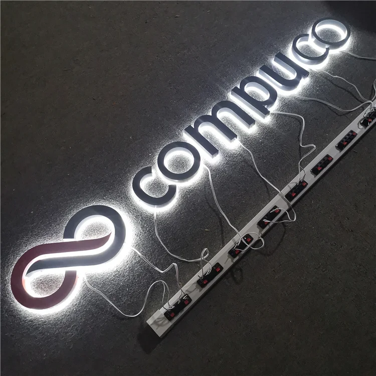 Outdoor light galvanized metallic letrero signage backlit led metal alphabet 3d lighted logo sign luminous letters for office