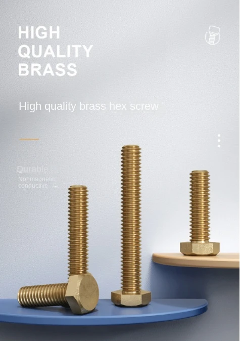 Oem Customized Services Din933 Hardware Fasteners Hexagonal Bolts Brass/cooper Hex Bolt In Stock