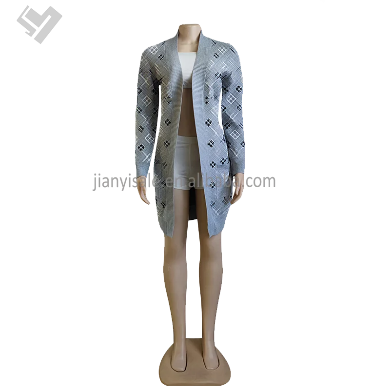 Famous Brand Women Fall Winter Luxury Clothing Contrast Color Knitted Cardigan Designer Print Long Sleeve Sweater Coat & Jacket