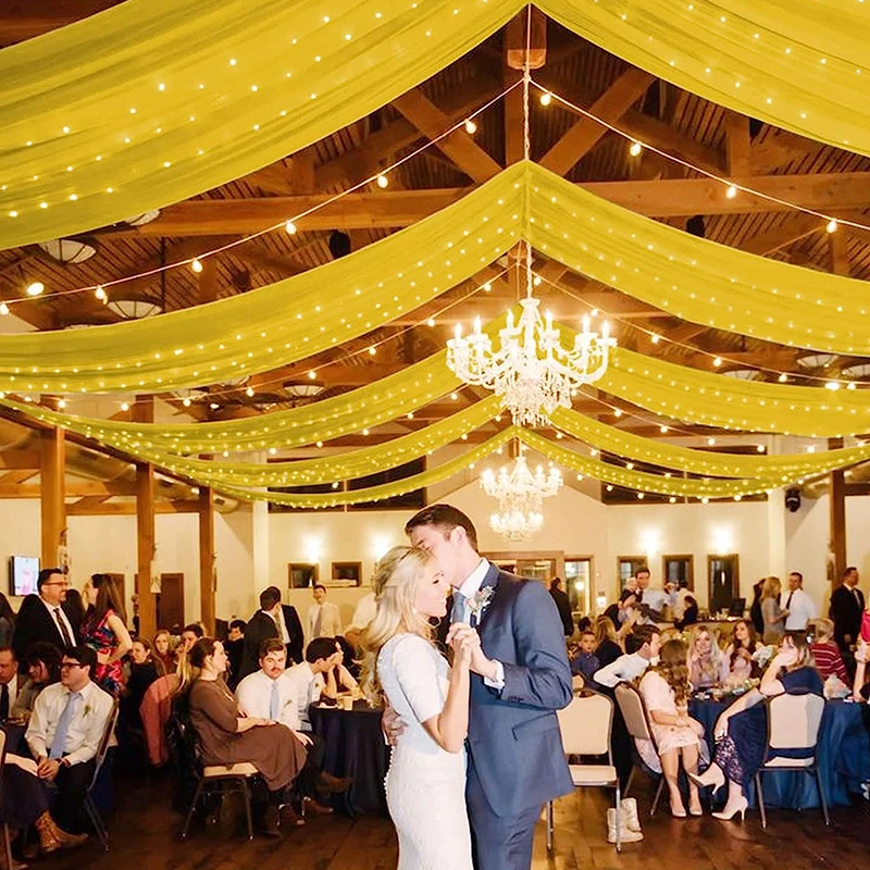 Draping Soft Drapes Curtains for Birthday  Backdrop Curtain White Chiffon Fabric Drapery