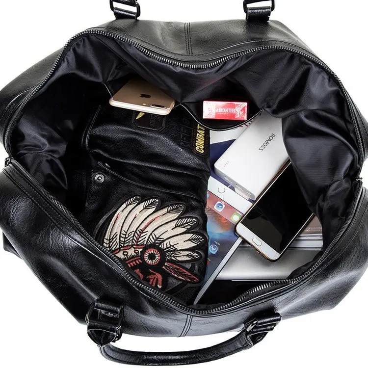 
High Quality Custom Mens Leather travel tote duffel shoulder bag PU Leather luggage bag travel luggage 