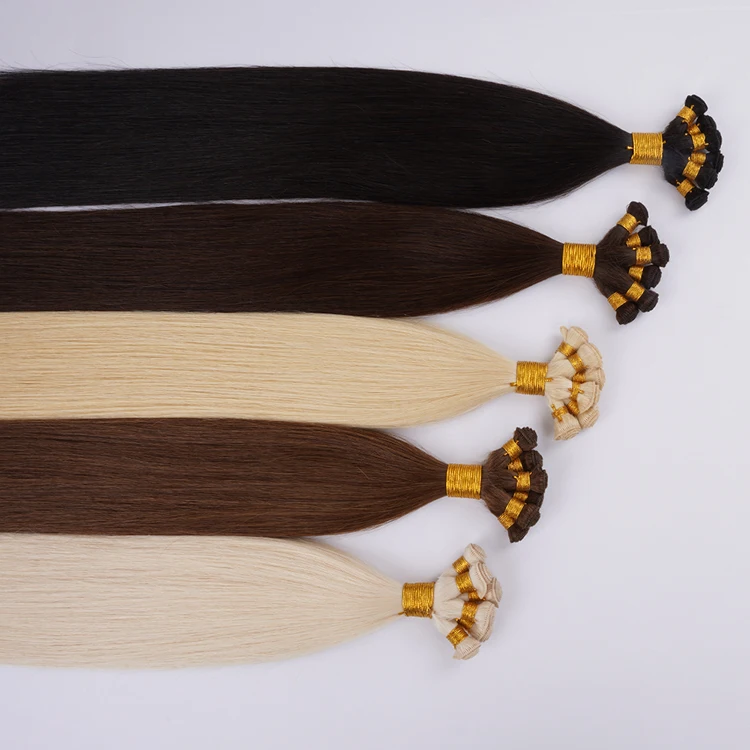 18 20 22 inch Can Be Customized Pretty Russian Natural Brown Hand Tied Weft Hair Extensions
