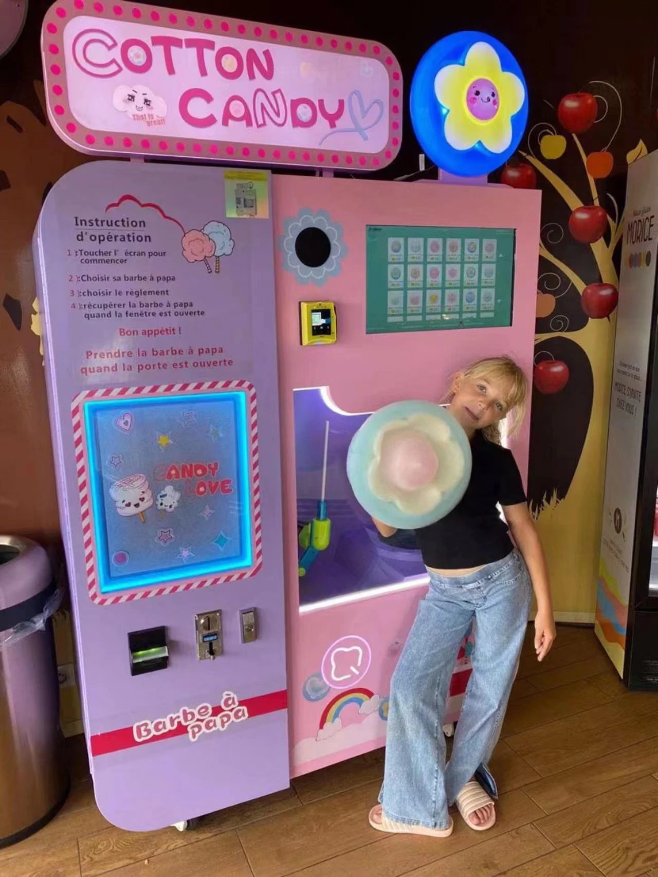 Automatic Commercial Cotton Candy Machine CE Floss Automatic Cotton Candy Vending Machine