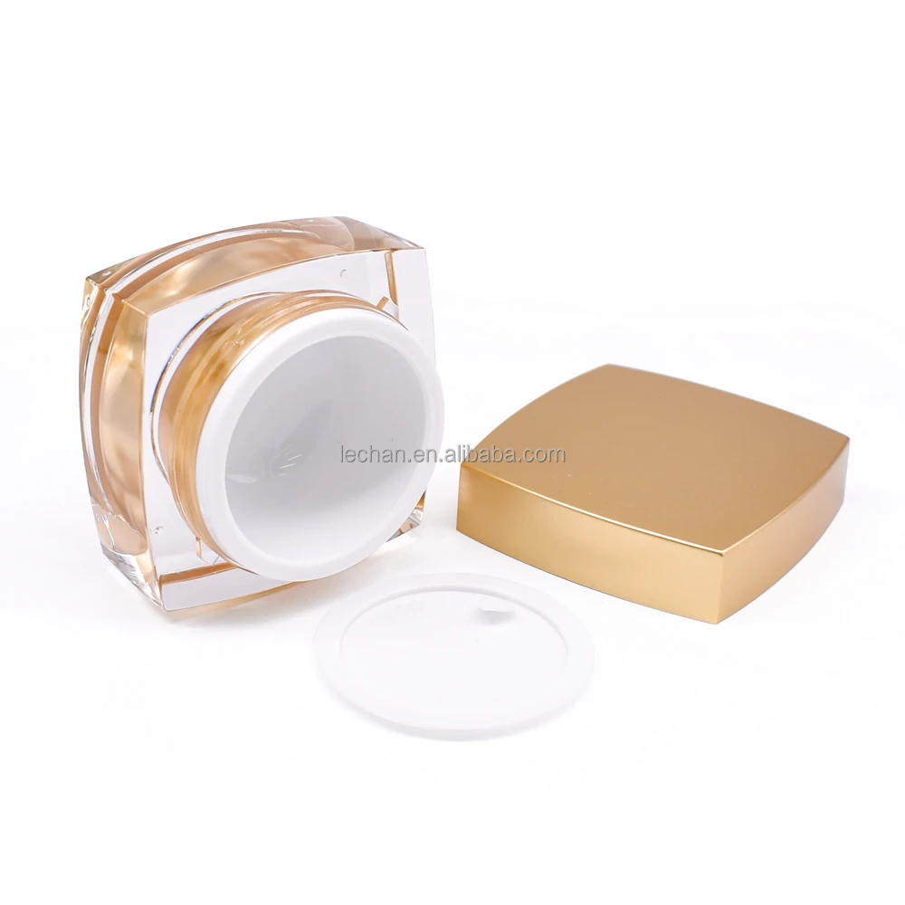 Fine workmanship 15g 20g 30g 50g Acrylic gold square jar face cream bottle eye cream jar