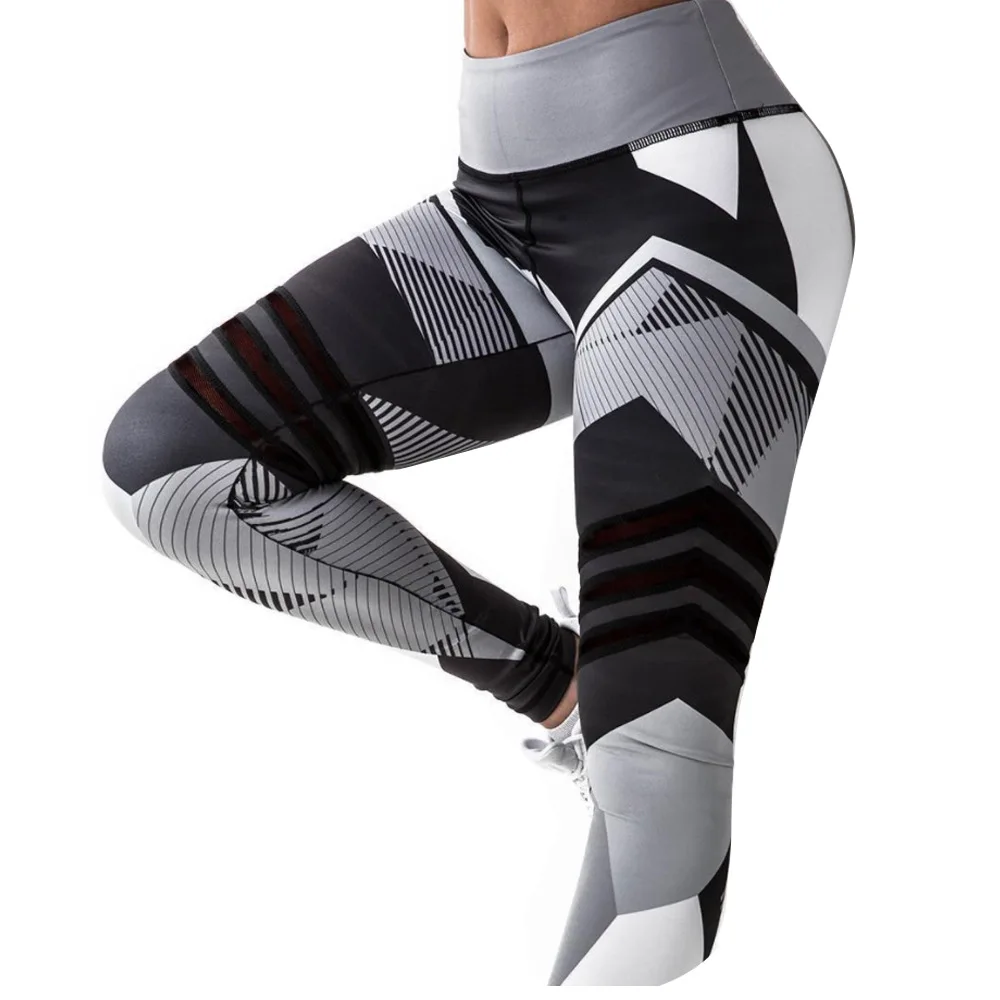 Mesh Patchwork Sexy Women Yoga Pants Slim High Waist Sports Leggings Push up Gym Fitness Elastic Trousers Dropship Print New