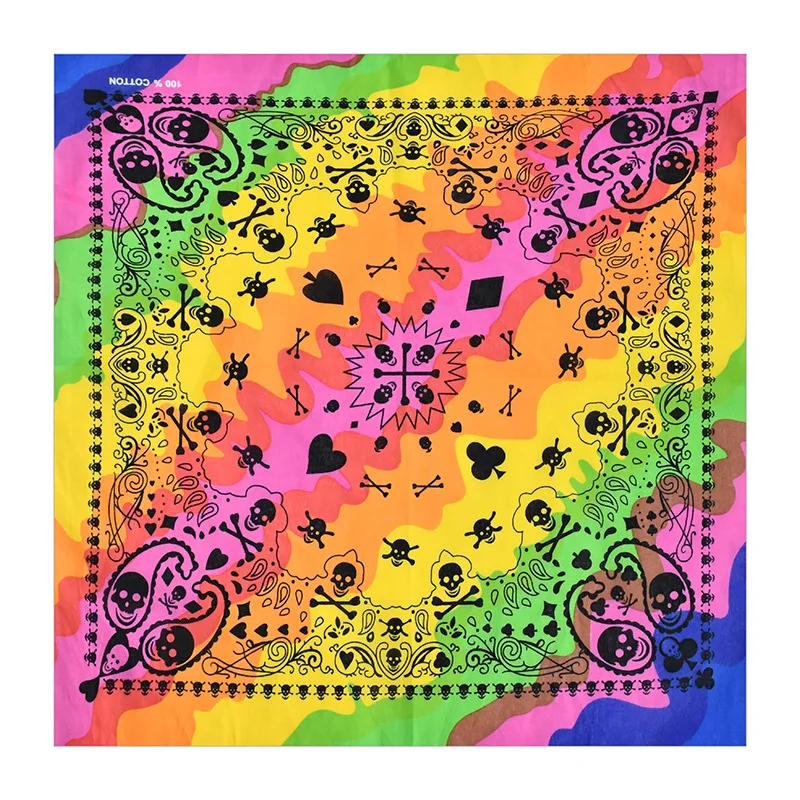 Halloween style skull skeleton handkerchief fashion hip pop street cool men cotton square scarf bandanas