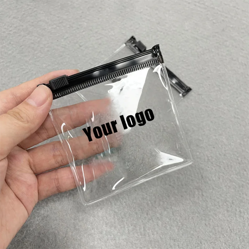 Custom Small reusable Plastic Clear Pvc Zipper Bag For Cosmetic Jewelry Ring Packaging Ziplock Pouch with logo