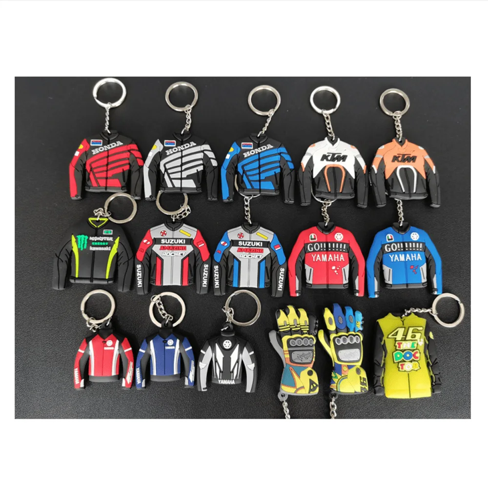 double sized soft pvc custom pendant keychain creative promotion gifts motorcycle hamlet racing suit  keychain