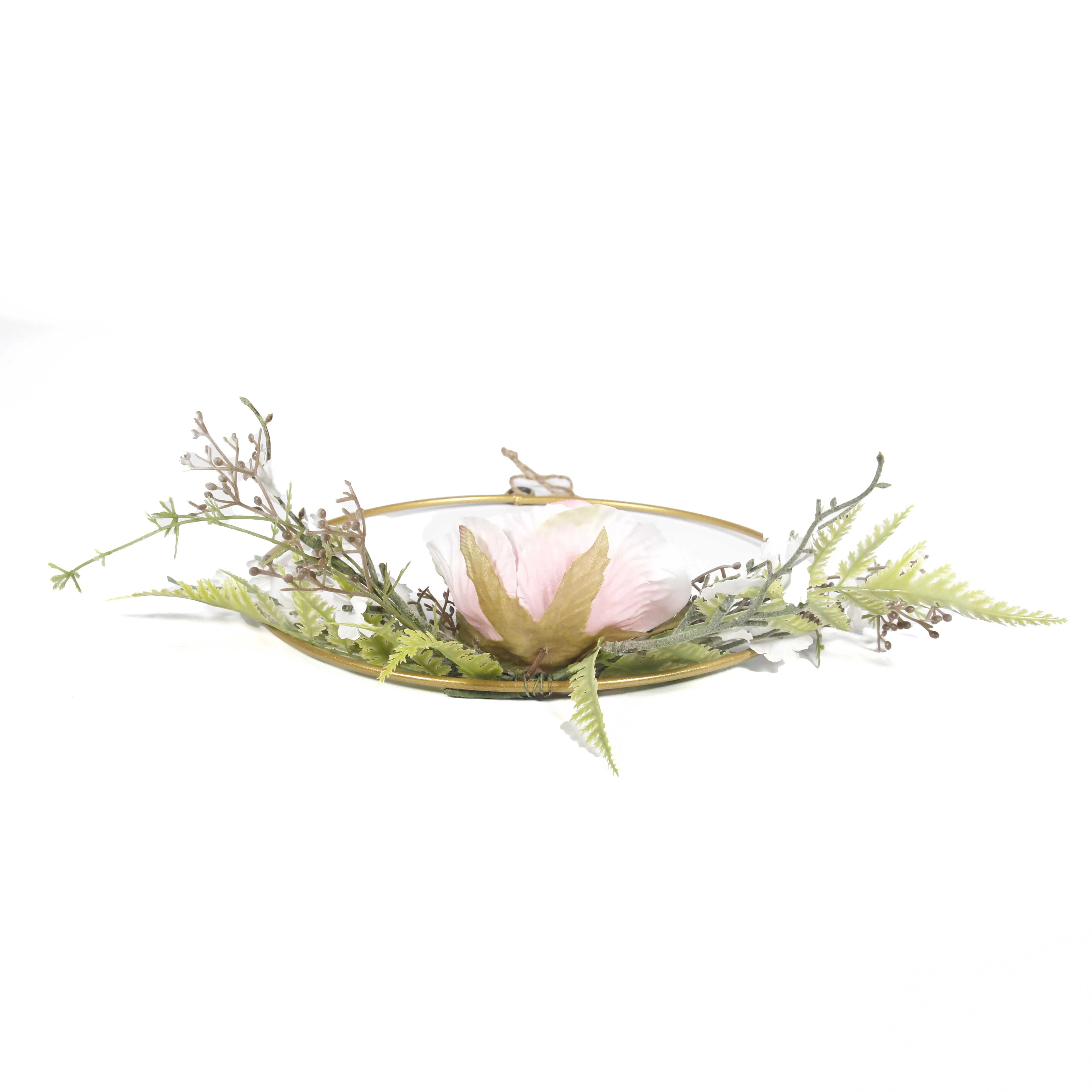 Wholesale Holiday Festival Wedding Artificial Flower Hoop Wreath Metal Hoop Garland Hanging for Front Door Backdrop Wall Rose