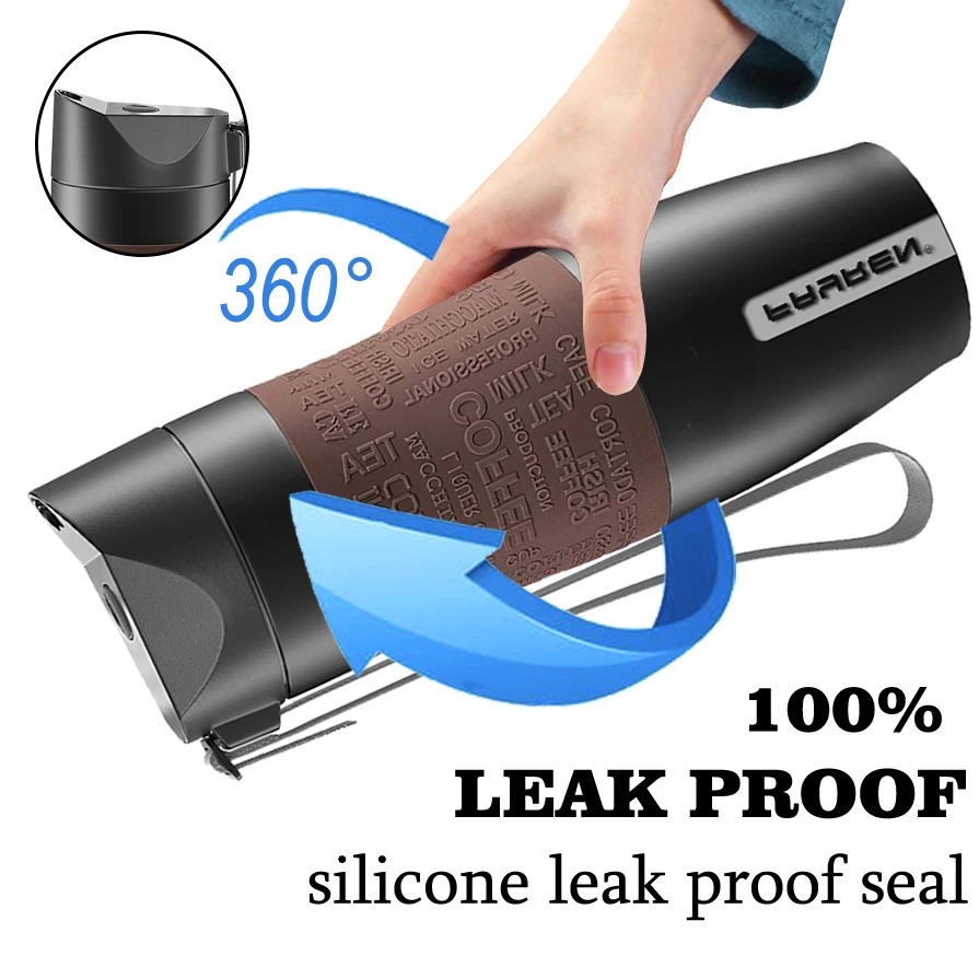 Manufacturer Well Made Insulated Cup With Press Lid 100% Leak-proof Double Wall 304 Stainless Steel Travel Mug With Handle Rope