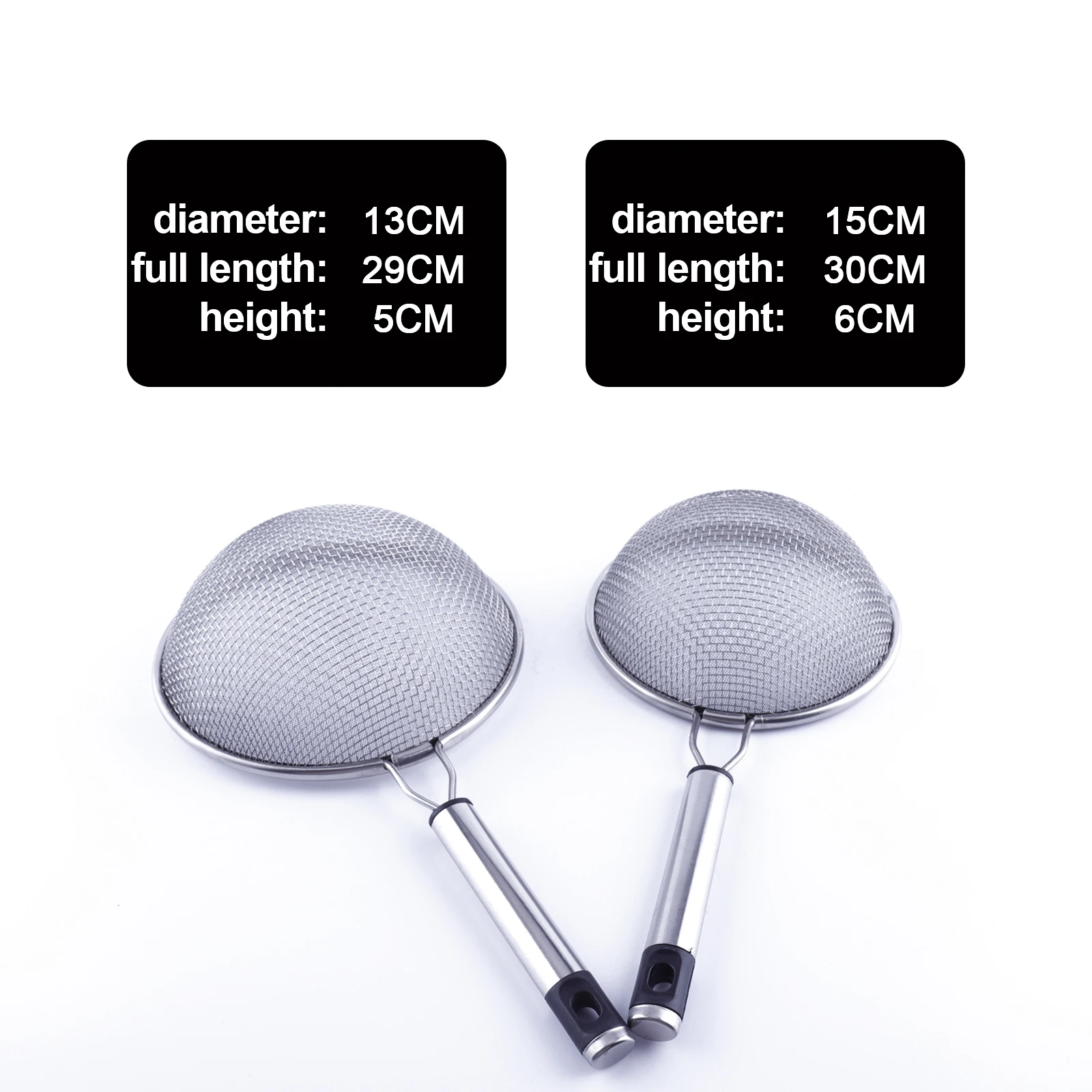 Double Layer Fine Mesh Strainer Sifter Filter Sieve Well Welded Long Handle Rustproof Filter Stainless Steel for Pulp and Tea