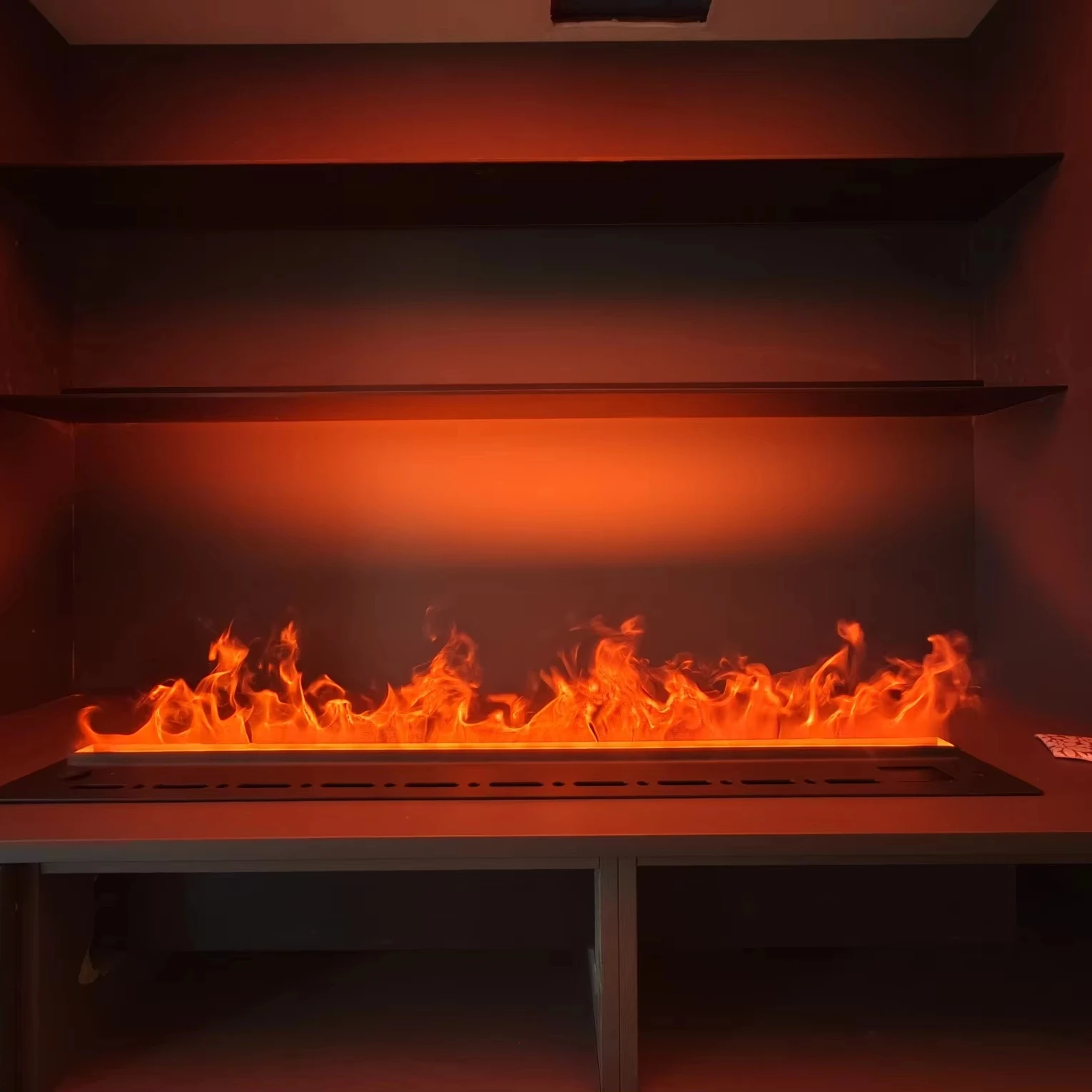 Customized Smart Water Mist Fireplace Atomized 3D Linear Electric Wood Stoves Living Room Decor Auto Vapor Fireplace