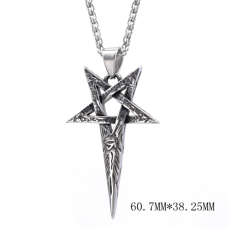 316 Steel Gothic Punk Eye Of Horus Star Pendant Antique Pointy Pentagon Egypt Eye Of Horus Biker Halloween Men Pendant Necklace