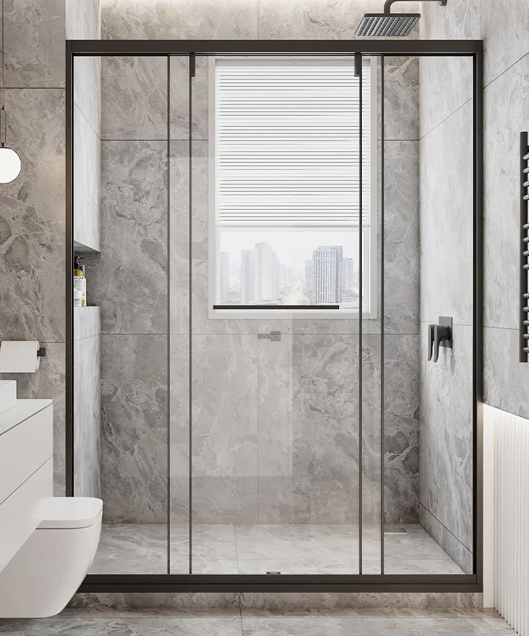 Hotel Wholesale Sliding Frame Transparent Tempered Glass Door Shower Rooms
