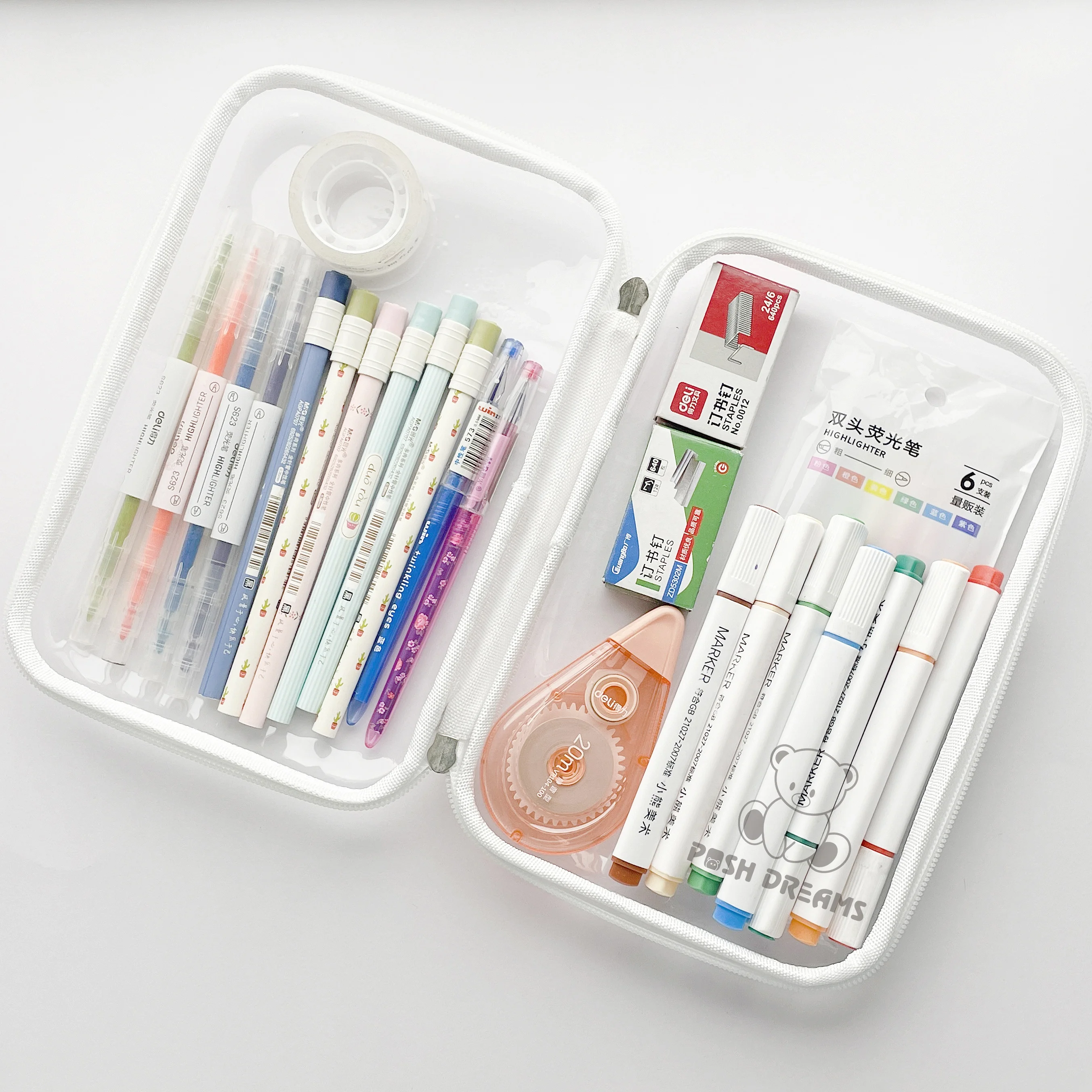 Шикарные мечты, Лидер продаж, Настраиваемые школьные принадлежности, прозрачный ящик для хранения визуальных изображений, пластиковый пенал для студентов колледжа