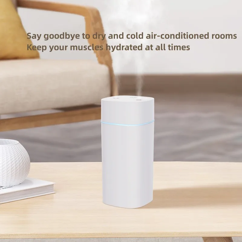 600ml dual mist double Spray humidifiers USB mini portable tabletop Cool Mist Noise home car diffuser with 7 LED color light