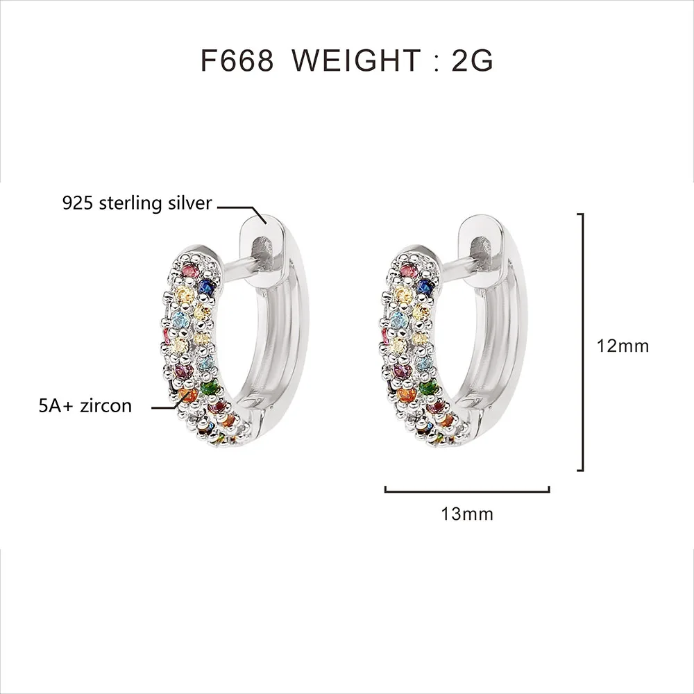 FOXI manufacturer S925 silver earings Platinum rhodium plated cz black stone earrings small silver 925 hoop earrings