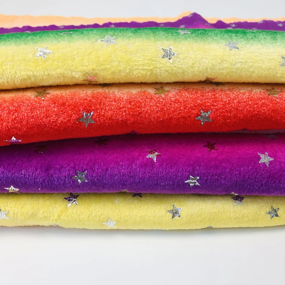 2021 New Design Super Comfortable Star Pattern Rainbow Color Flannel Fabric
