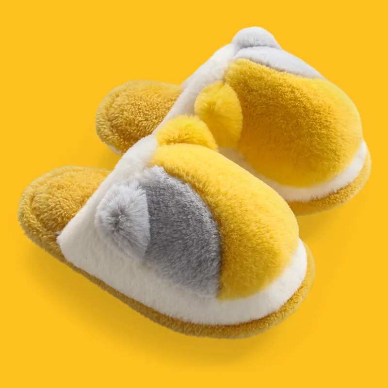 2021 winter new arrival children cute slipper kids cartoon house home fur ear childrens house slippers