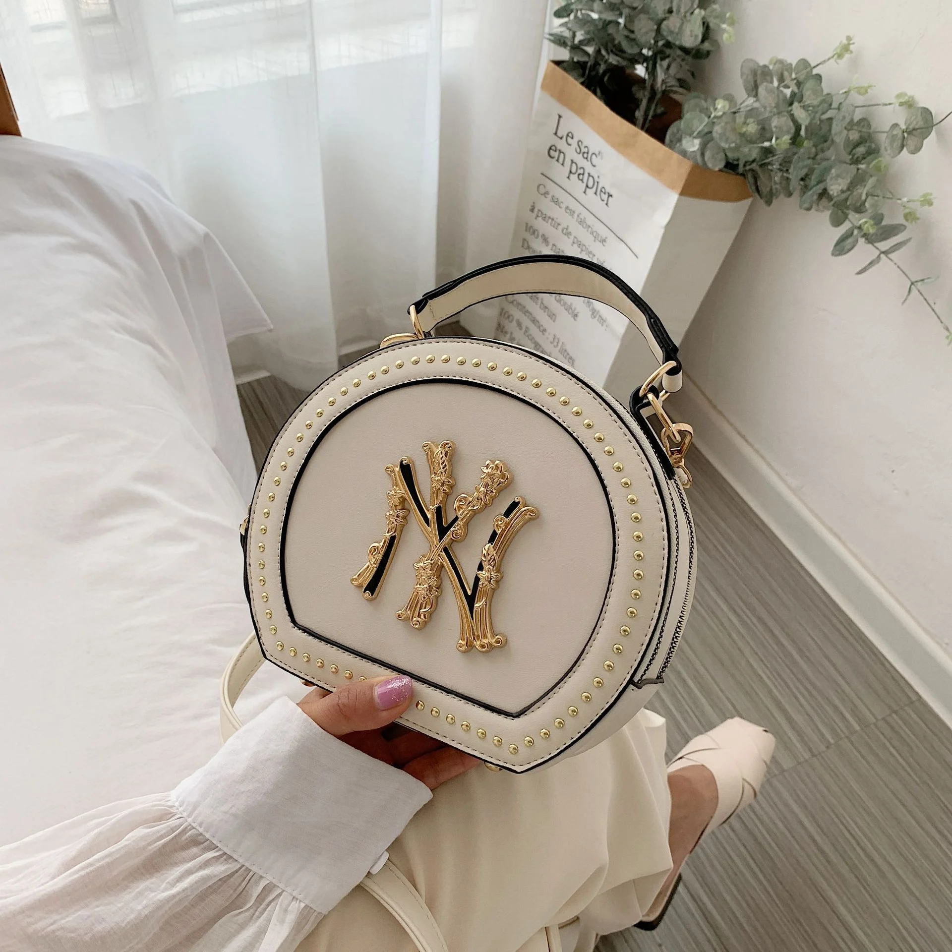 
2021 Fashional Latest Hand Bags Purse Women New York Handbag Ladies Hand Bags Rivet Pu Ny Purses Handbags Bag 