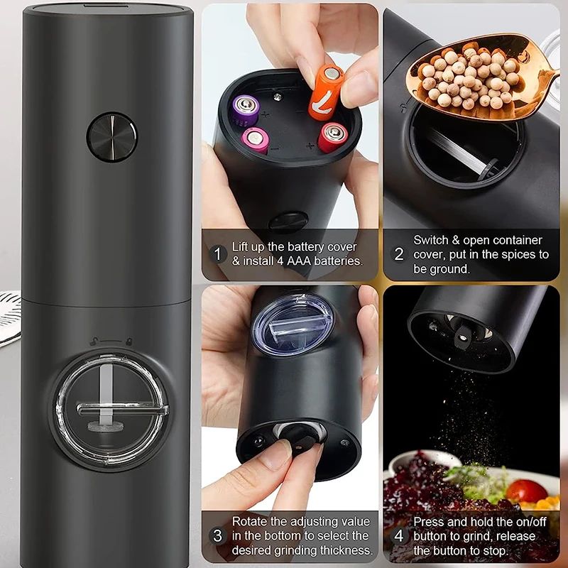 Plastic Non-Rechargeable 2pcs Gift Set Salt and Pepper Grinder 2 in 1