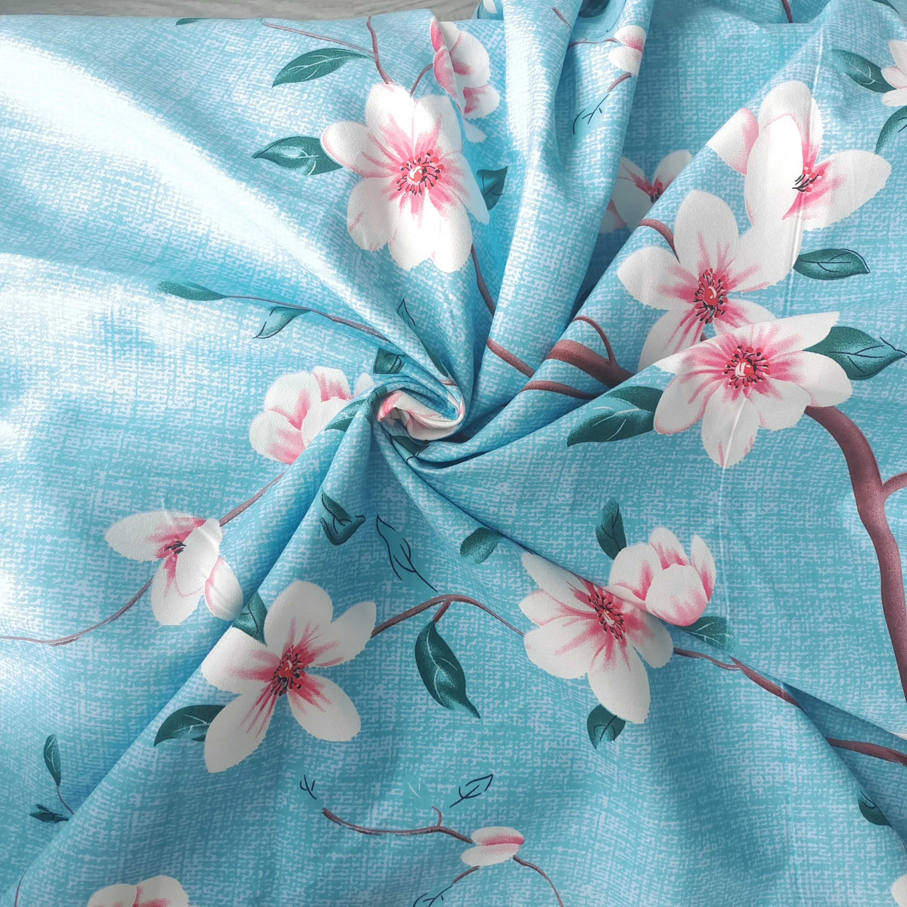 High quality custom big flower pattern pink 100% polyester disperse print microfiber fabric for bed sheet