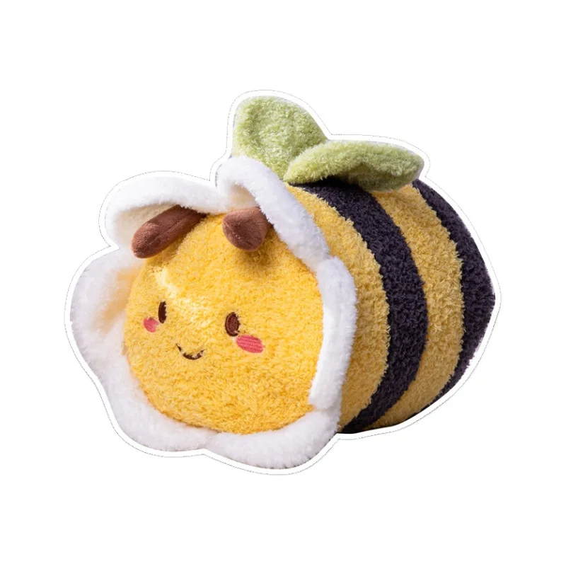 Factory Sale 30cm Kawaii Bee Flower Plush Toys New Fluffy Cute And Soft Bee Plush Stuffed Animal FigureToys Bee Plush Pillows