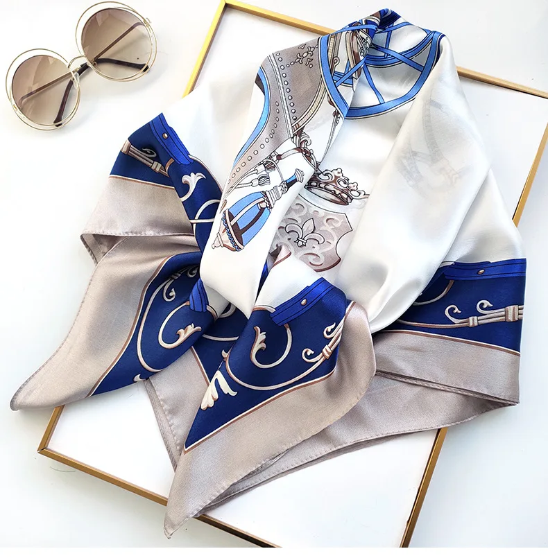 Wholesale China Square Silk Scarf Custom Printing, Fashion Designer 100 % Silk Scarf