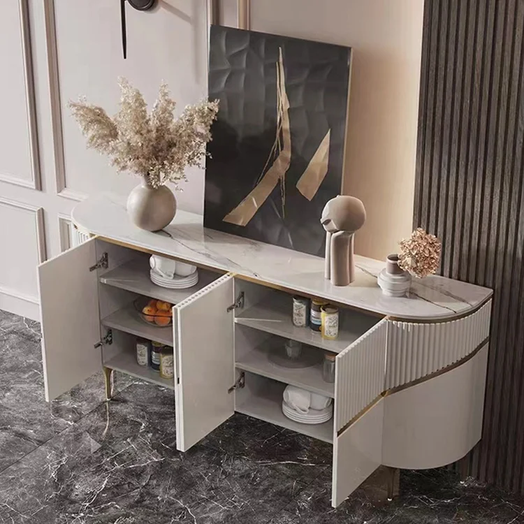 news Rock stone wood Board Simple Dining Side board Cabinet buffet for living room Minimalist Entrance table Cabinet hot sale