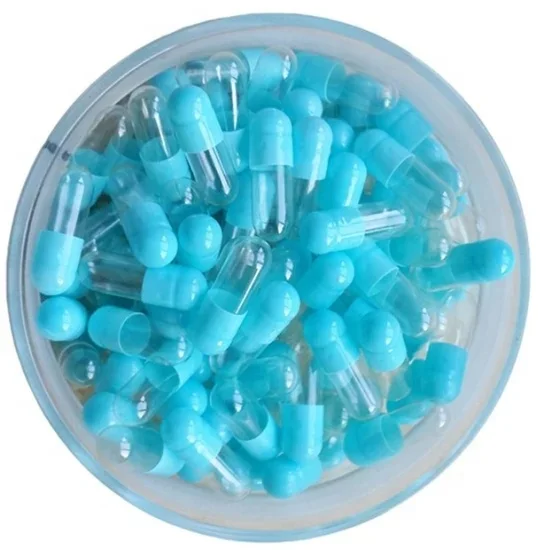 High Quality Biodegradable Size 000 00 4 Blue Clear Empty Gel Capsule Gelatin Capsules