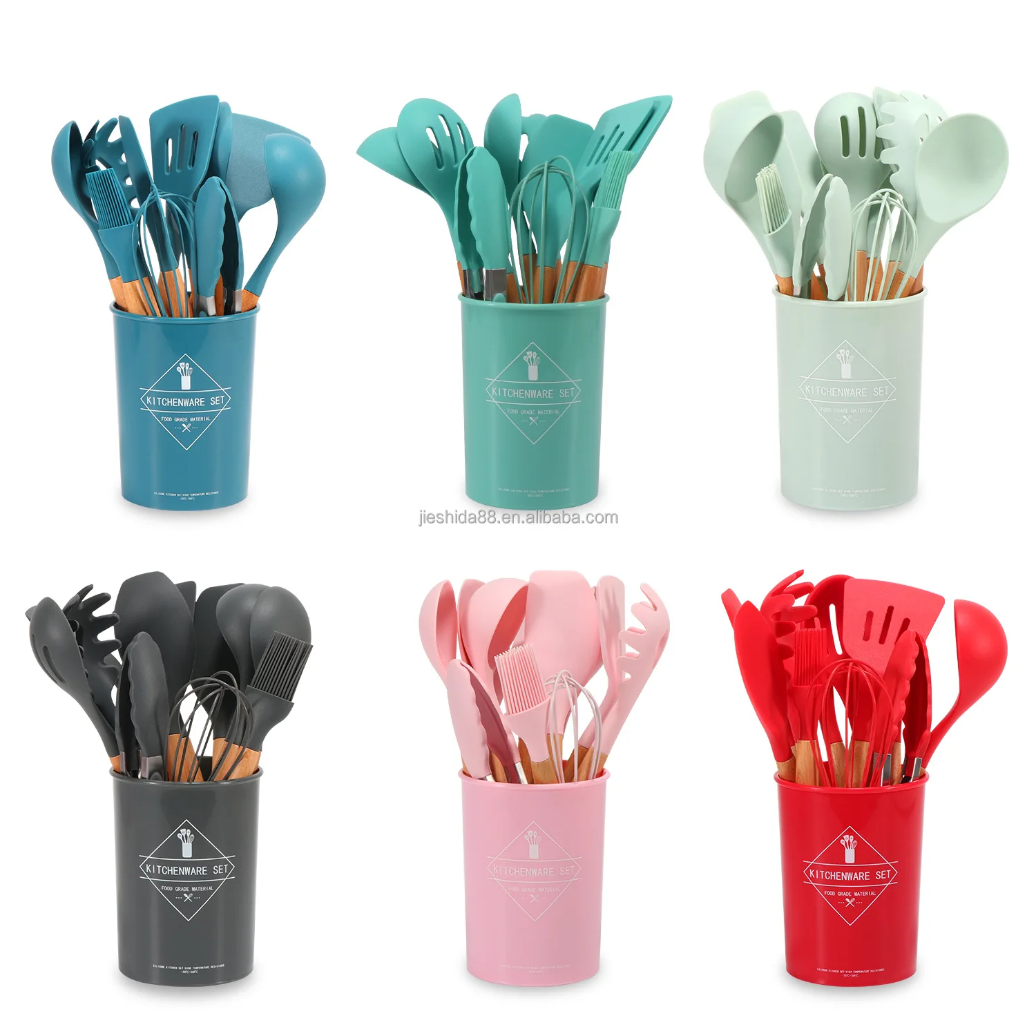 Good Quality Factory Directly Branding Accessories White Kitchen Utensils Silicone Utensil Set